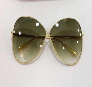 Solglasögon för kvinnor 0842 Nickie Gold Green Shaded Lady Fashion Glasses Summer UV400 Protection Eywear med Box2742640