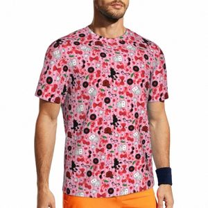 T-shirt na siłownię dla mężczyzny Funky pudle T-shirty Harajuku wiśnie skarpetek Hop Letnia koszulka O Szyjka Streetwear Graphic Ubranie Prezent Q6rr#