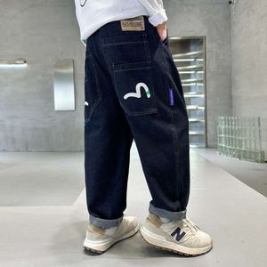 Clear Color Non Fading Children's Spring Jeans 2024 Spring New Mid Size Children's Long Pants Boys Slim Fit Pants Trend