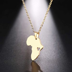 Pendant Necklaces DOTIFI Stainless Steel Necklace For Women Man Africa Map Gold Color Pendant Necklace Engagement JewelryC24326