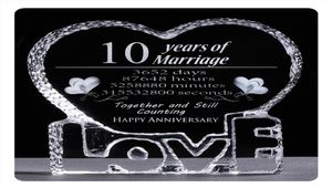 家の愛のための10年の結婚記念日の装飾品クリスタルハートシェイプ愛好家のためのお土産の贈り物