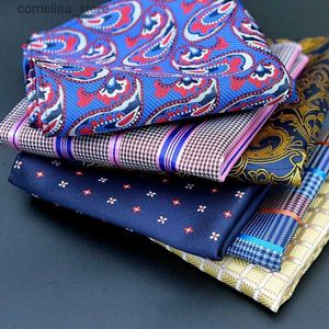 Handkerchiefs Bandanas Durag Hanky Flower Paisley Jacquard Weaving Casual Set with Dot Stripe Towel Scarf Business Wedding Y240326