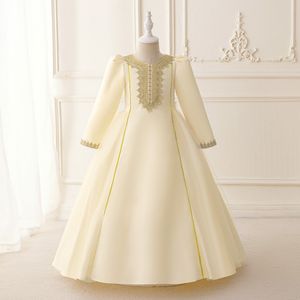 Abiti da spettacolo per ragazze con maniche lunghe con scollo a V champagne musulmano Abiti da ragazza di fiori Abiti da compleanno/festa per ragazze Gonne per tutti i giorni per ragazze Abbigliamento per bambini SZ 2-10 D326171