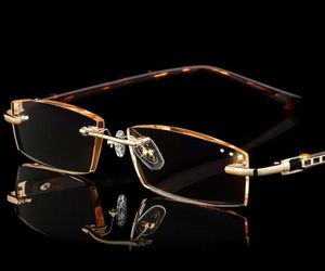 Óculos de sol moda designer de luxo lendo óculos de armação de diamante sem moldura de diamante leitor quadrado homem homem presbiopia antiblue ligh8423363