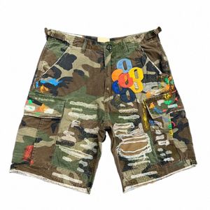 camoue Splicing leather G letter wed Retro men women shorts Summer I1Ab#