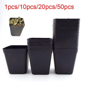 Kits 8*7*5 cm vaso de plantas vasos de flores de plástico criativo pequenos vasos quadrados para plantas suculentas decoração de jardim preto