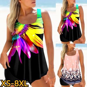 Costumi da bagno da donna 2024 Nuoto Tankini Set Abbigliamento da spiaggia Moda Monokini Estate Due pezzi Stampa 3D XS-8XL