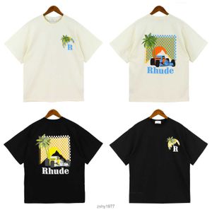 Rhude T-shirt Moonlight Tropic Print Tee Men Women Version Short Sleeve RHUDE T Shirt Tees Oversized