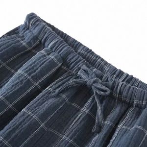 breathable Plaid Shorts Sleepwear Lounge men Size Summer plus Sleep Cott Wear Bottoms Casual Home 71JB#