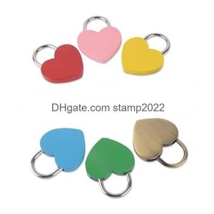 Door Locks Wholesale Creative Alloy Heart Shape Keys Padlock Mini Archaize Concentric Vintage Old Antique With Home Garden Drop Deli Dhntw