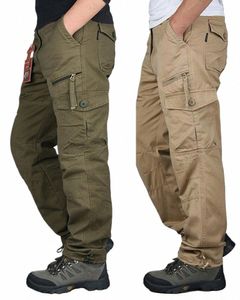 2022 Lastbyxor Män Outwear Multi Pocket Tactical Military Army Straight Slacks Pants Byxor Overalls Dragkedja Pocket Pants Men K4F0#