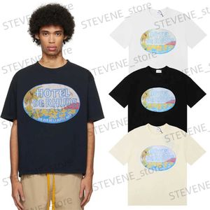 Herr t-shirts 24SS Nytt modebrevtryck T-shirt Men Par Style Högkvalitativ överdimensionerad bomull COMON TOP TS MEN KLÄDER T240325