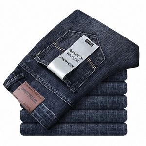 luxury Brand Classic Style Men's Black Blue Regular Fit Jeans Busin Casual Stretch Denim Pants Male Brand Trousers L9kQ#