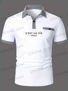 Men's T-Shirts 2023 Summer Casual Man Short-Slved Polo Shirt Button Lapel Minimalist Letter Fashion Shirt Men Clothing Office Top T240325