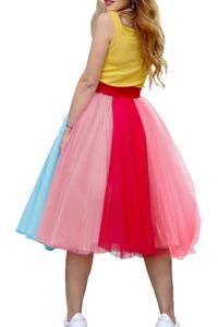 Misshow Regenbogen-Rock mit 4 Schichten, weicher Tüll-Petticoat für Party, Tanz, Ballett, Kostüm, kurzes Tutu-Kleid, Unterrock