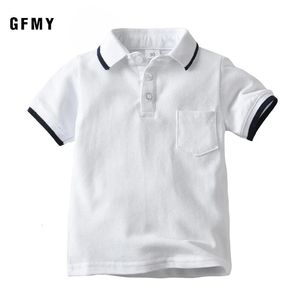 Gfmy Summer Short Sleve Solid Color White Navy School Style Boys Polo Polo Shirt 2year Complit Cotton Baby Top 240319