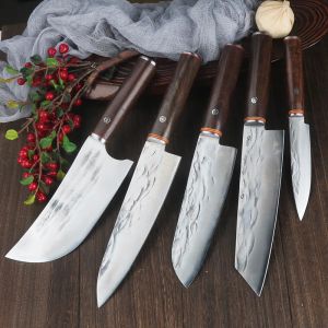 Knivar förfalskade Japan Kiritsuke Knivar Set Set i rostfritt stål Fiskfilé Peeling Knives BBQ Köttklippning Cleaver Santoku Sushi Chef Knife
