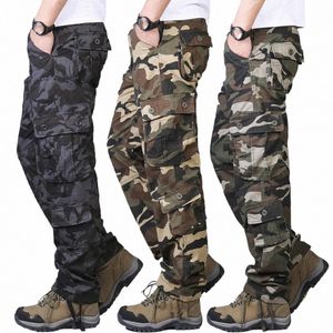 military Camoue Combat Cargo Pants Men Casual Cott Multi Pockets Pants Hip Hop Streetwear Army Straight Lg Trousers 44 t8yw#