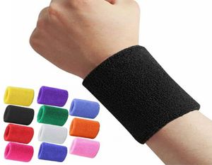 812cm Colorful Cotton Unisex Sport Sweatband Wristband Wrist Protector Running Badminton Basketball Brace Terry Cloth Sweat Band2878994