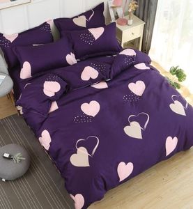 Фиолетовый комплект пододеяльников с принтом любви king queen Twin полный двойной одинарный комплект постельного белья супер мягкий комплект простыней для домашнего одеяла T26385824