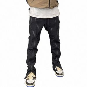 frt Double Zipper Straight Loose Vibe Style Mens Casual Trousers Drawstring Black Multi-pockets Oversized Couple Track Pants 11V0#