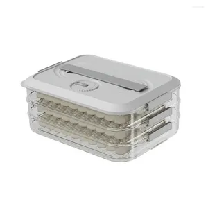 Storage Bottles Kitchen Organization Box Stackable Dumpling Container With Handle Lid Bpa Free Non-stick Food Grade Snack For