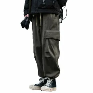 Zimowe japońskie streetwear Wysokiej jakości polarowe spodnie sportowe dla mężczyzn Vintage Spodnie grube spodnie towarowe HARAJUKU Casual Joggers J8xz#