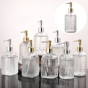 Dispensers Manual Press Soap Dispenser, Glass Shampoo Sanitizer flaska, hårbalsam, duschgel, badrumstillbehör, 400 ml