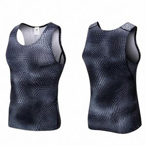 Men Pro Compri 3D Print Tight Slim Snake Scale Vest, High Elastic Quick-Secagem Wicking Sporting Fitn Shapers Tank Tops V5XS #