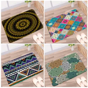 Mats Home Floor Mats India Bohemian Bath Mats Modern Geometry Doormat AntiSlip Carpet Toilet Bedroom Gate Kitchen Use Flannel Rugs