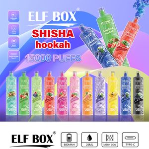 Оригинальные вейпы Elf Elf Box 15000 затяжек для кальяна Слойка для кальяна 15k Vapor Одноразовая ручка для вейпа Crystal Bar 15000 затяжек Vaper 0% 2% 5% никотиновая электронная сигарета VS bang 15000