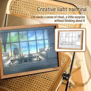 Lampade da tavolo Pittura decorativa a luce LED Spina USB Oscuramento Lampada da parete Lampada da regalo Luce solare per interni Finestra in legno Po Notte luminosa