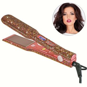 Alisador, alisador profissional de decoração de strass de cristal alisador de ferro de 1,7 polegadas alto calor 480 °F, chapinha de cabelo de titânio Bling, presente de feriado para