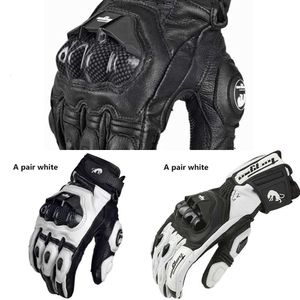 Upgraded Mens Women 4 Season Driving Supertech Black/White Motorcycle Leather Gloves Racing Glove Motorbike Cowhide Racing Bike Knight