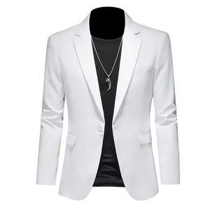 Mens Business Casual Ceket Beyaz Kırmızı Yeşil Siyah Düz Renk İnce Fit Ceket Düğün Damat Partisi Seti M-6XL 240326