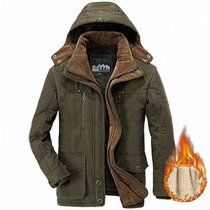 Mäns vinterjacka parka plus veet tjocka multi fickjackor solida parkor manlig plus storlek vindtät fleece varma tjocka rockar i8zw#