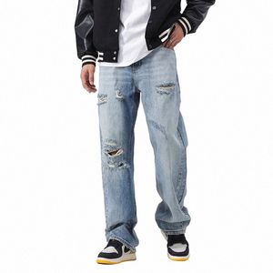 classic Unisex Men's Jeans High Street Broken Jeans Fi Loose Casual Pants Fi Brand Casual Wide Leg Pants Men Clothing x2Vw#