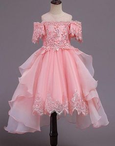 Girl039s Dresses Summer Pageant Pink Flower Princess Dress Elegant Kids For Girls Clothes Children Party Wedding 10 12 Year5735307