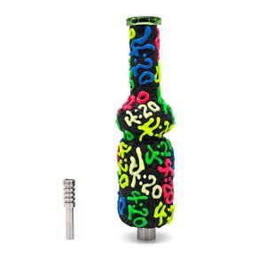 1 pezzo, 25,5 cm/10 pollici, bong in vetro con numero 420, fosforescente, pipa ad acqua in vetro borosilicato con un percolatore, kit NC colorato in vetro raccoglitore di nettare, accessori per fumatori