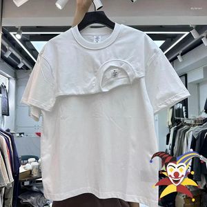 Camisetas masculinas irregulares de duas peças camisa empilhada homens mulheres em branco cor sólida tops tee