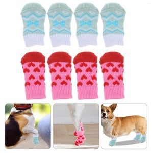 Köpek Giyim 4 Çift Pet Socks Küçük Sevimli Yeniden Kullanılabilir Koruyucular Nefes Alabilir Tedarik Sıcak Tut