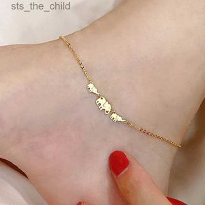 Anklets Silvology 925 sterling silver cute elephant ankle suitable for elegant women 14K gold life creative ankle girl friendship jewelryC24326