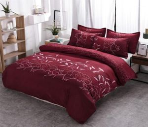 Günstiges Bettwäsche-Set, einzelnes Blumenmuster, Bettbezug-Sets, Kissenbezüge, Bettbezüge, Twin-Full-Queen-King-Size-Burgundy Floral15923630