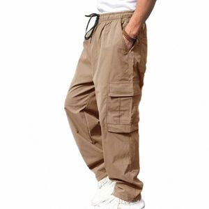 men Cargo Versatile All Seas Cargo Pants Multi Pocket Solid Color Plus Size Straight Pants Outdoor Sports Autumn Trousers w2TW#