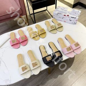 Pantofola sandalo piatto Pantofole firmate di lusso da donna Spiaggia poco profonda per il tempo libero Set completo di accessori Pantofole da donna estive per sandali da donna Fibbia in metallo