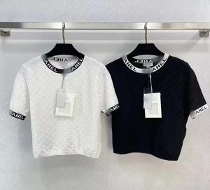 CH866 Designerka T Shirt Kobieta marka krótkiego rękawów Knit T-shirt kratą kobiety Tshirt letnia top TEE Undershirt