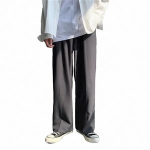 Casual Pants Men luz mop miękkie szeroką nogę proste butt muchy muchy wszystkie mecz w stylu koreańsko-stylu nastolatki pary x1hu#