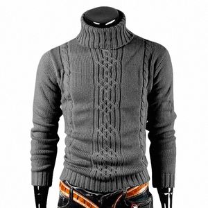 Suéter quente masculino outono inverno manga lg suéter gola alta retrô suéter de malha pulôver u3kf #