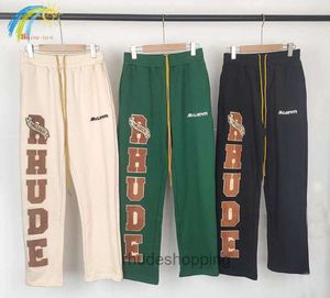 Schwarz Grün Aprikose Rhude Jogginghose Männer Frauen 1 Lose Handtuch Gestickte Casual Hosen Jogger Multi Taschen Hose04