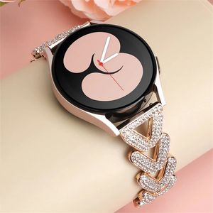 Randa de metal de diamante de 20 mm para Galaxy Watch 6 5 4 40mm 44mm 6classic 4m 47mm 5Pro 45mm Active2 Women Strap for GT2 240326